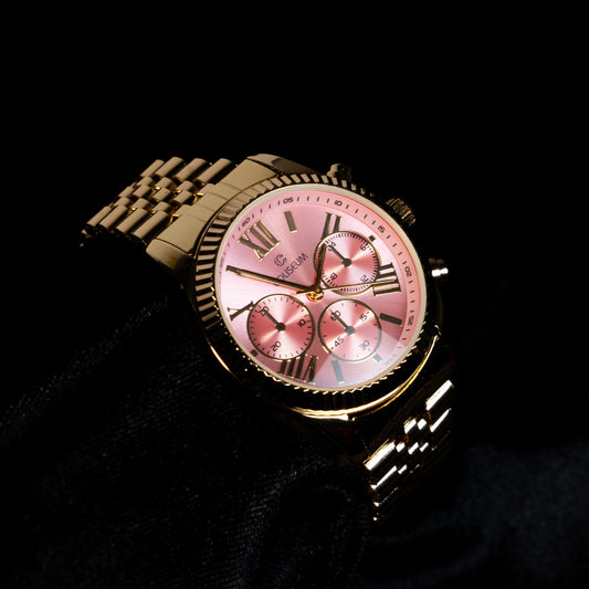 Pembe Kadran Gold Detaylı Erkek Saat