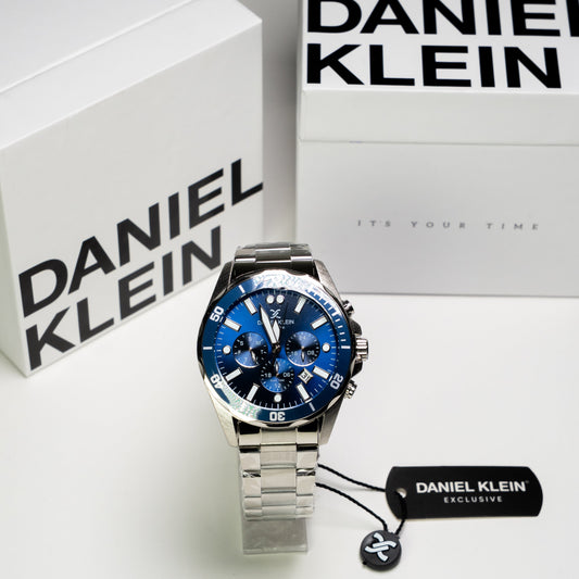 Daniel Klein Orijinal Erkek Kol Saati – Mavi Kadran Çelik Kordon (Kronograf Tasarım)