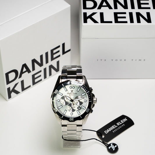 Daniel Klein Orijinal Erkek Kol Saati – Beyaz Kadran Çelik Kordon (Chrono Stil)