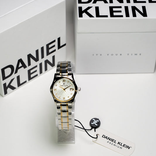 Daniel Klein Orijinal Kadın Kol Saati – Çift Renk Metal Kordon & Desenli Kadran