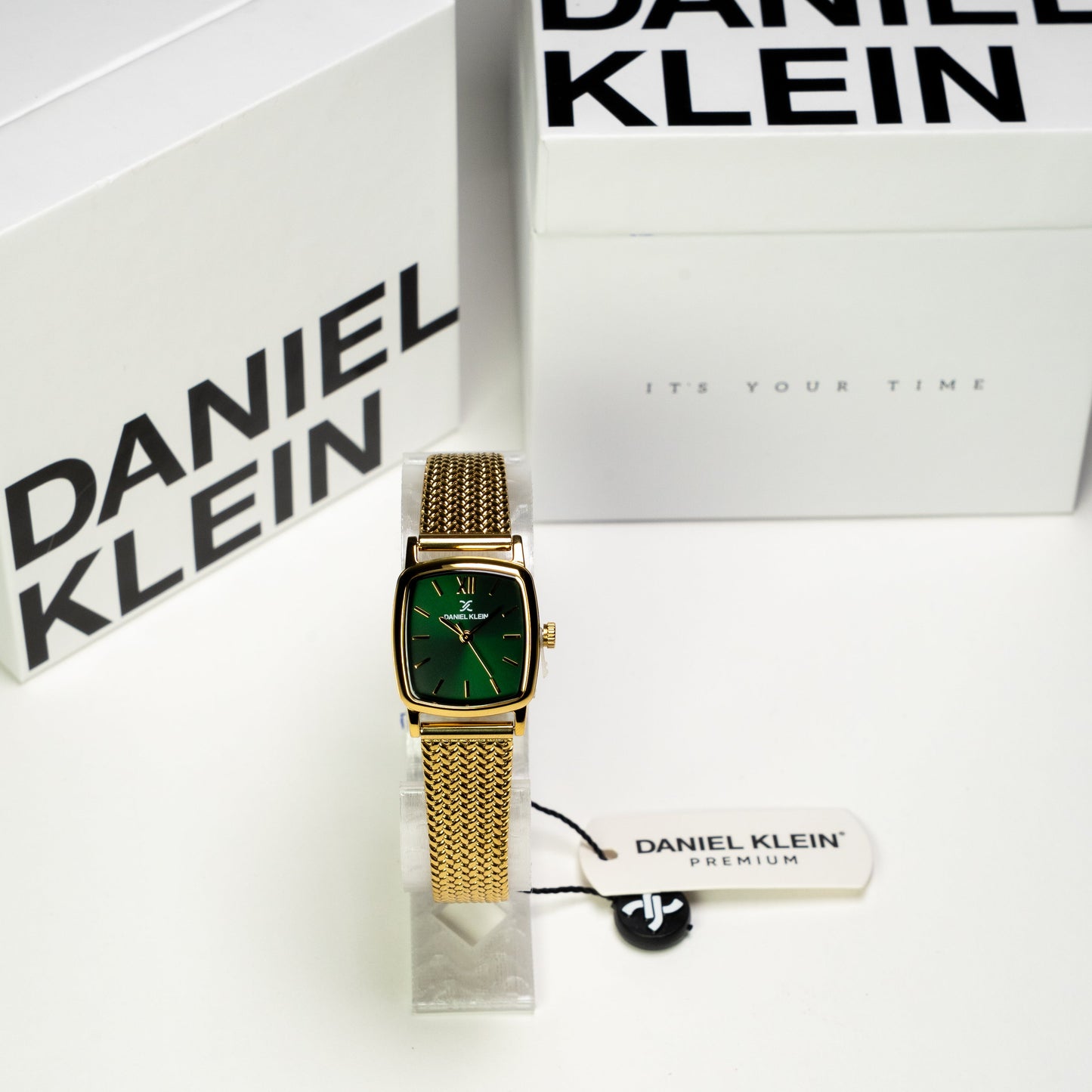 Daniel Klein Orijinal Kadın Kol Saati – Yeşil Kadran Gold Hasır Kordon