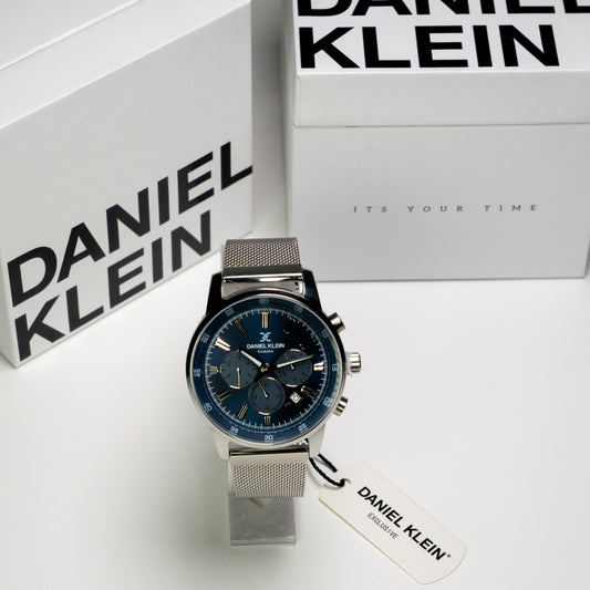Daniel Klein Exclusive Erkek Kol Saati – Mavi Kadran, Çelik Hasır Kordon, Kronograf
