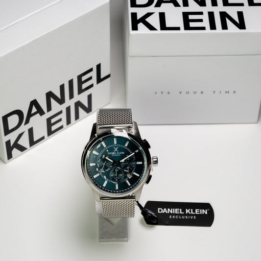 Daniel Klein Exclusive Erkek Kol Saati – Yeşil Kadran, Çelik Hasır Kordon, Kronograf