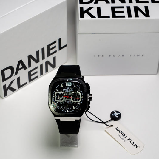 Daniel Klein Exclusive Erkek Kol Saati – Siyah Kasa, Silikon Kordon, Kronograf Spor Tasarım