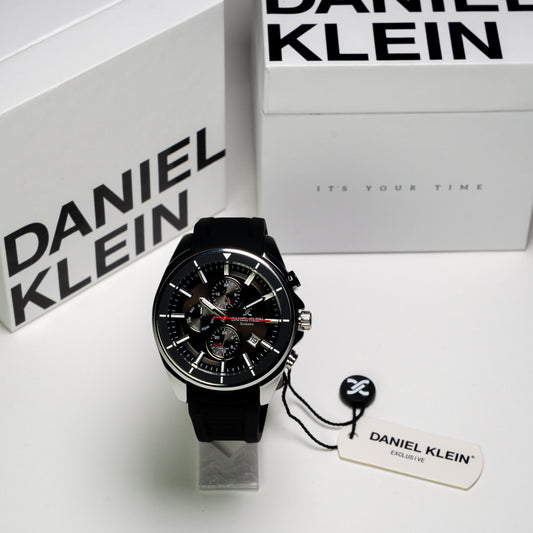 Daniel Klein Exclusive Erkek Kol Saati – Kronograf, Siyah Kasa, Siyah Silikon Kordon