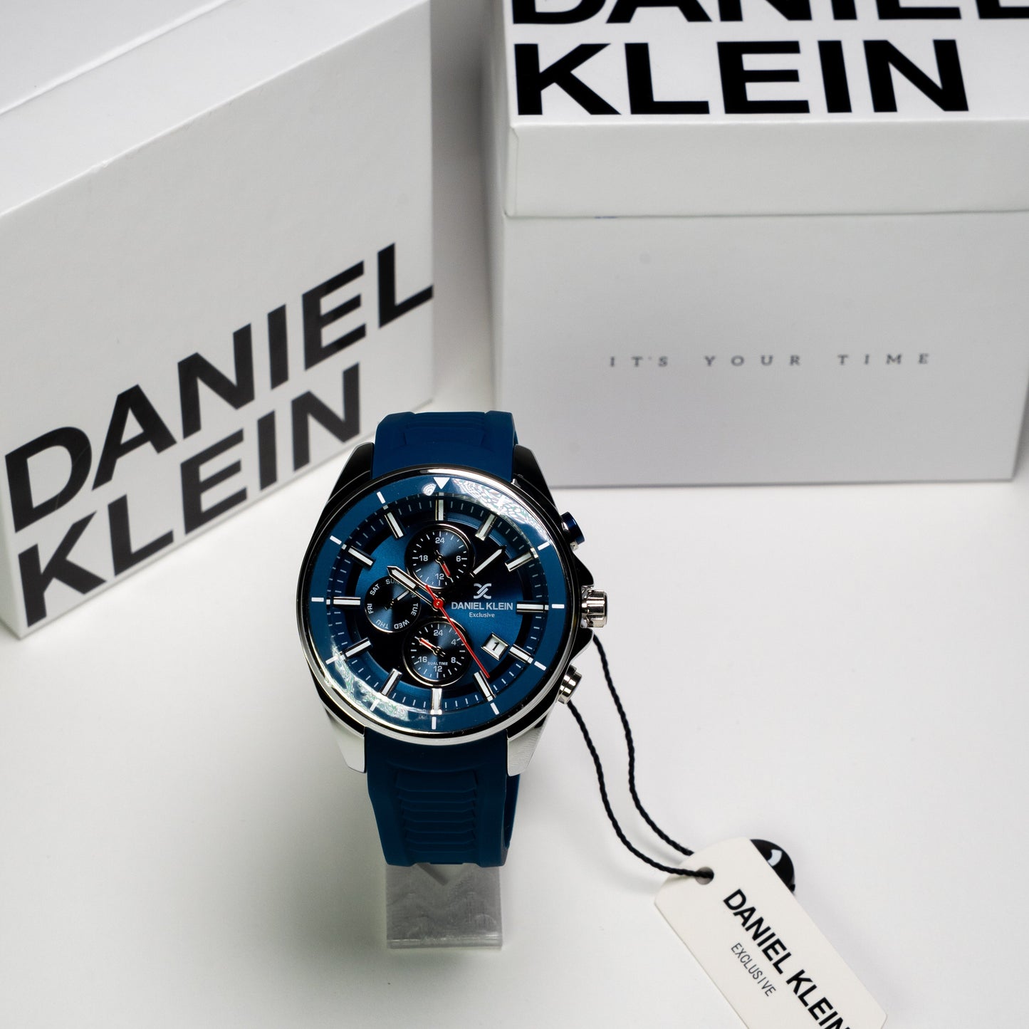 Daniel Klein Exclusive Erkek Kol Saati – Kronograf, Mavi Kadran, Mavi Silikon Kordon