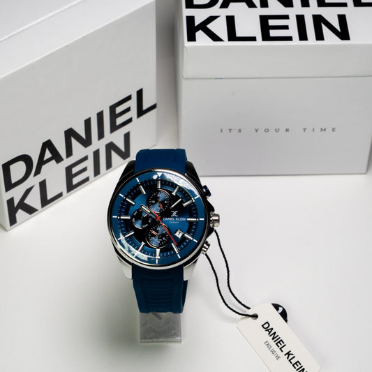Daniel Klein Exclusive Erkek Kol Saati – Kronograf, Mavi Kadran, Mavi Silikon Kordon