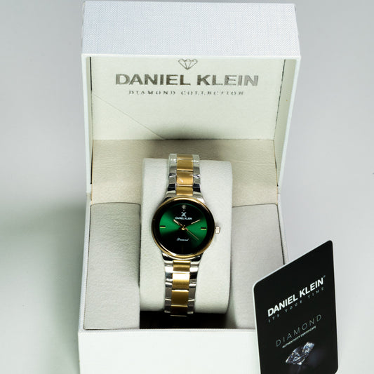 Daniel Klein Diamond Collection Kadın Kol Saati – Yeşil Kadran, Çift Renk Metal Kordon