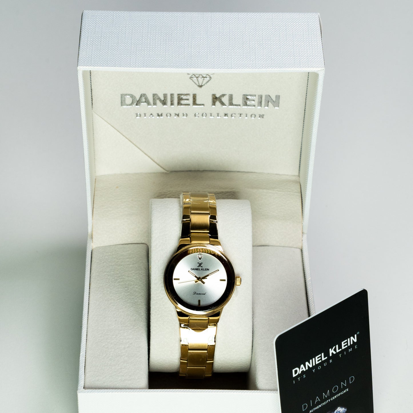 Daniel Klein Diamond Collection Kadın Kol Saati – Altın Renk Metal Kordon, Beyaz Kadran